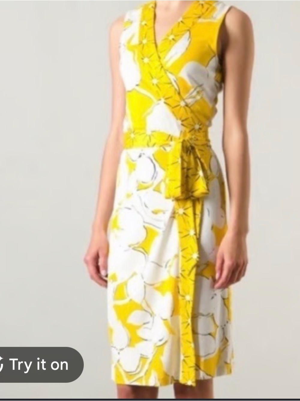 Diane Von Furstenberg Yellow and White Floral Wrap Dress